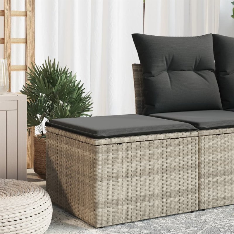 Hkh Banco De Jardim Com Almofada 55X55X37 Cm Vime Pe Claro - Cinzento