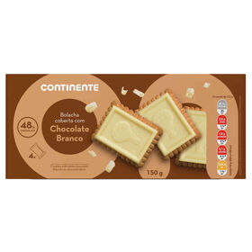 Bolachas Cobertas Chocolate Branco Continente 150 gr