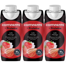 Leite +Proteína Morango Sem Lactose Continente 3 X 250 ml