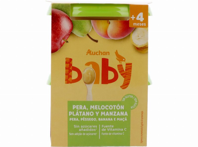 Tacinha Fruta Auchan Baby 4 Frutas Sem Glúten 2X200 g