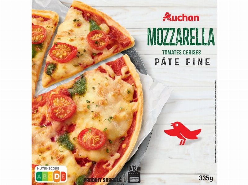 Pizza Auchan Massa Fina Mozzarella 335 g