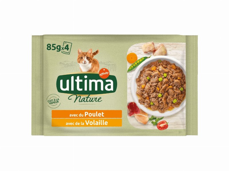 Comida Húmida Para Gato Ultima Nature Com Frango E Aves 4X85 g