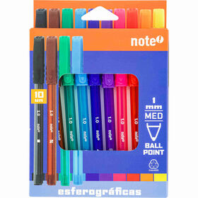 Conjunto 10 Esferográficas Ball Point 1Mm Note!