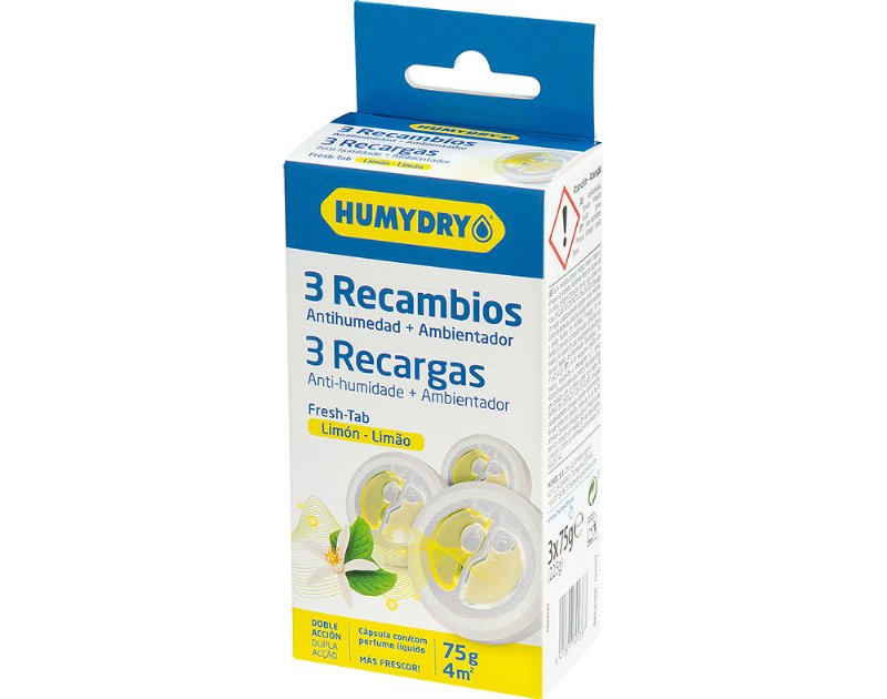 Recarga Anti-Humidade Humydry Duplo Limão 75 g Pack 3Unidades
