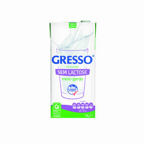 Leite Uht Meio Gordo Sem Lactose Gresso 1 Lt