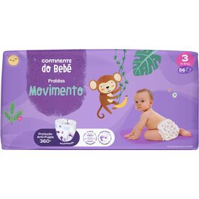 Fraldas Movimento 4-9 kg T3 Continente Do Bebé 56 Un