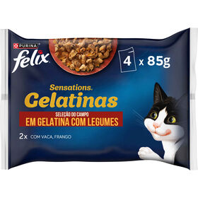 Comida Húmida Para Gato Sensations Carne Gelatina Purina Felix 4 X 85 g