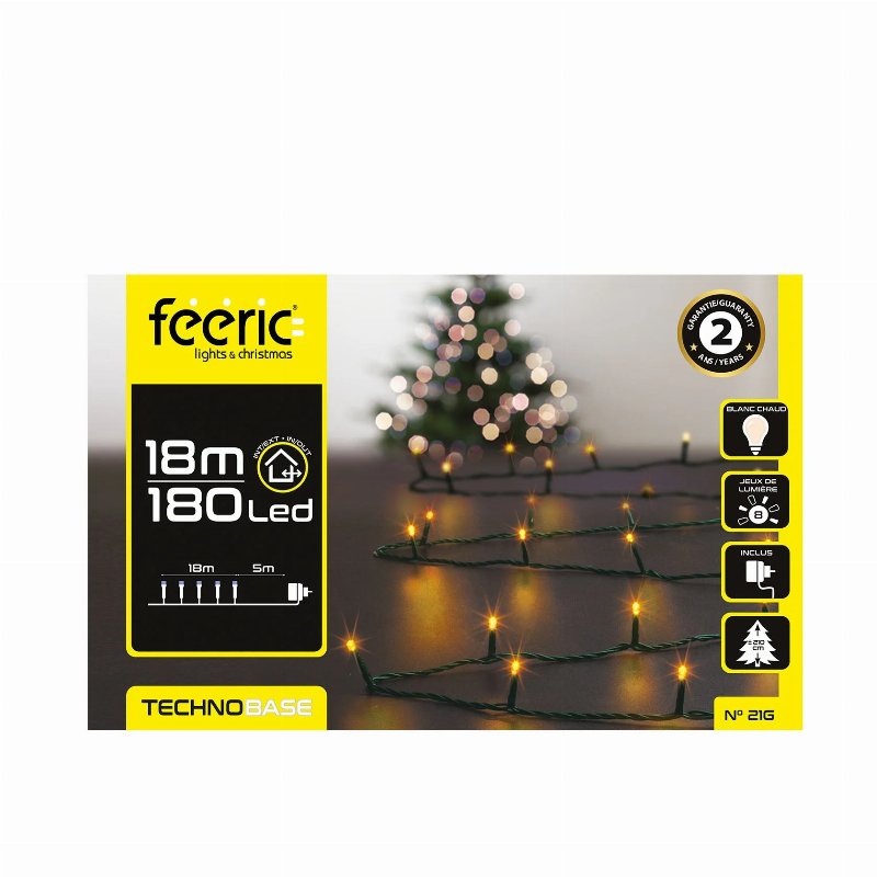 Hkh Luzes De Natal Branco Quente Para Exterior 8 Funções 180 Led 18 M