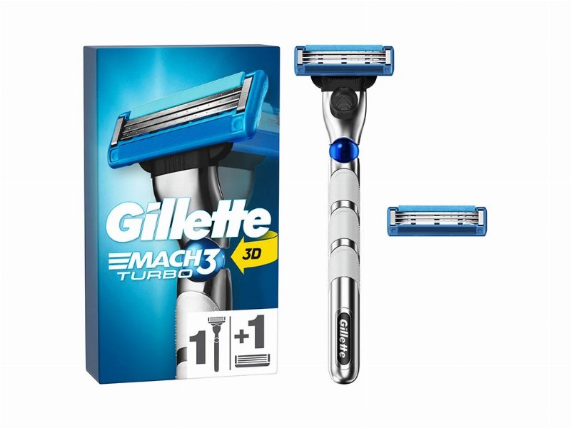 Máquina De Barbear Com 2 Recargas De Lâminas Mach3 Turbo Gillette