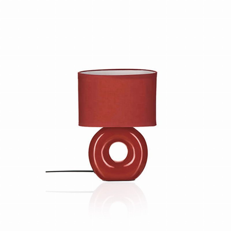 Hkh Candeeiro De Mesa Em Cerâmica Oval Vermelho