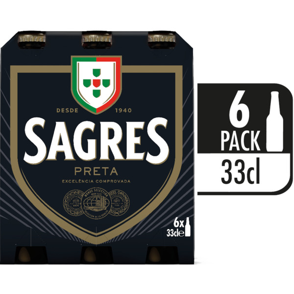 Cerveja Preta Sagres Pack6 33 cl