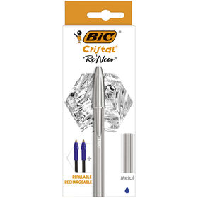 Esferográfica Cristal Com Recargas De Tinta Azul Bic