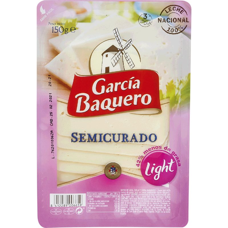 Queijo Semicurado Light -42% De Gordura Em Fatias 150 g