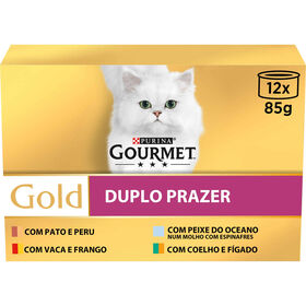 Comida Húmida Para Gato Seleção Duplo Prazer Multipack Purina Gourmet Gold 12 X 85 g