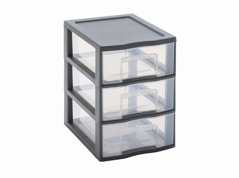 Módulo 3 Gavetas Actuel Cinza 25.5X18.5X25.5Cm