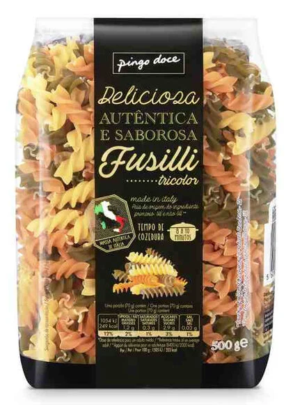 Massa Fusilli Tricolor Pingo Doce 0.5Kg