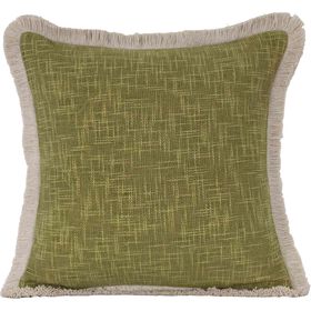 Almofada Lisa Com Franjas Verde Kasa