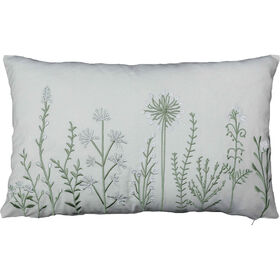 Almofada 30X50Cm Flores Bordadas Branca Kasa