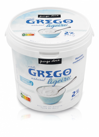 Iogurte Grego Ligeiro Natural Pingo Doce 1Kg