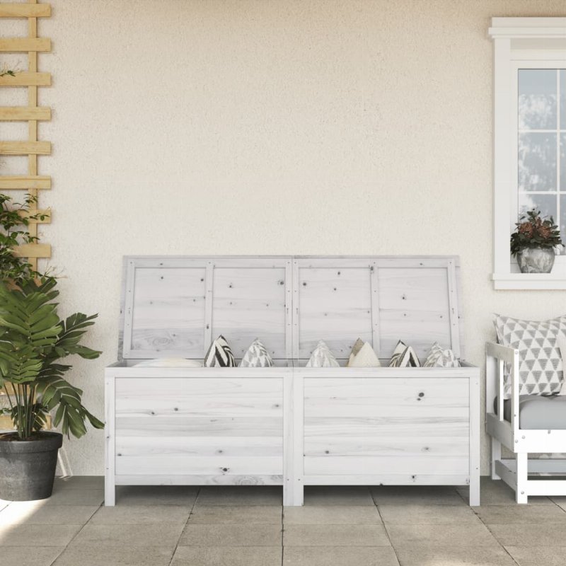 Hkh Caixa Arrumação Para Jardim 150X50X56,5 Cm Abeto Maciço - Branco