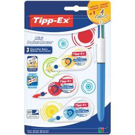 Fita Corretora 5Mm X 6M E Esferográfica 4 Cores Tipp-Ex