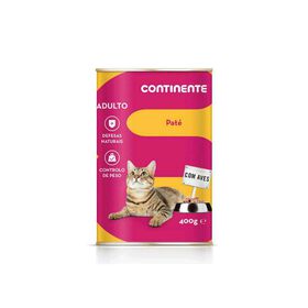 Comida Húmida Para Gato Adulto Patê Aves Lata Continente 400 g