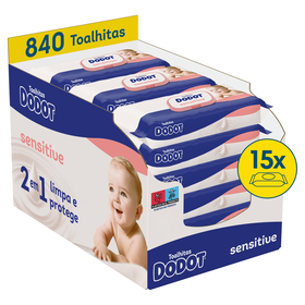 Box Toalhitas Bebé Sensitive Dodot 840 Un (15 X 56 Un)