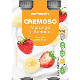 Iogurte Líquido Cremoso Morango E Banana Continente 640 gr (4 Un)