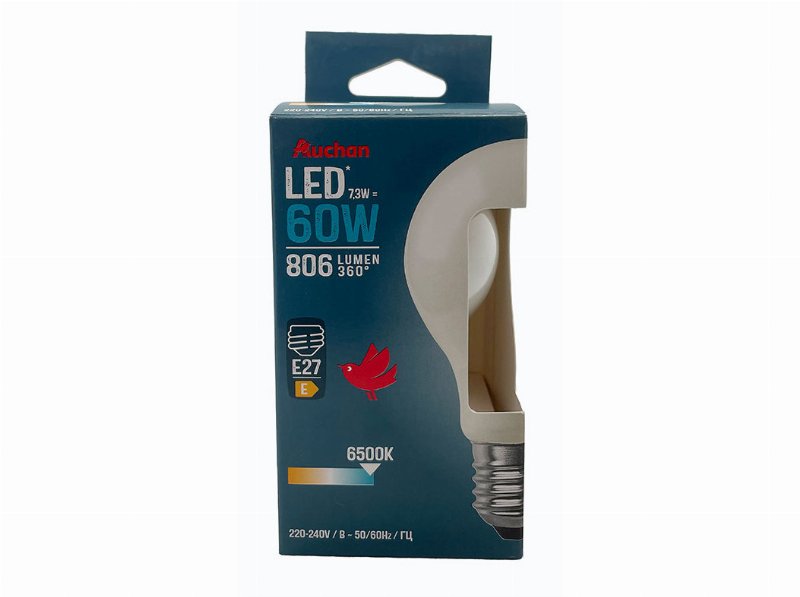 Lâmpada Led Standard Auchan E27 60W Luz Branca