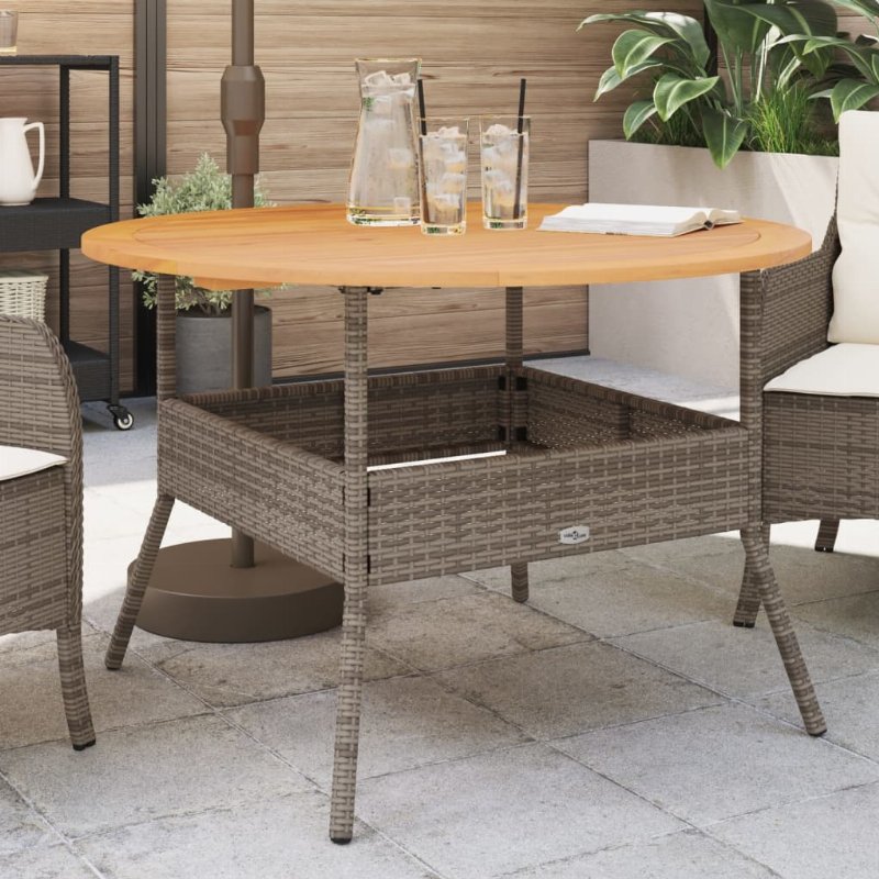 Hkh Mesa De Jardim Com Tampo De Acácia Ã˜110X71 Cm Vime Pe Cinza - Cinzento