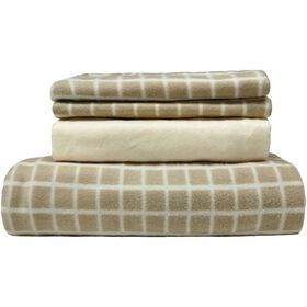 Conjunto De Lençóis Polares 270X230Cm Liso Bege Kasa