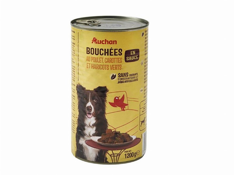 Comida Húmida Para Cão Auchan Pedaços Em Molho Com Frango Com Cenoura E Com Feijão-Verde 1200 g