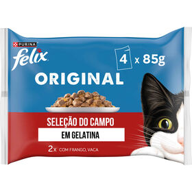 Comida Húmida Para Gato Adulto Seleção Carnes Em Gelatina Purina Felix 4 X 85 g
