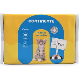 Comida Húmida Para Gato Júnior Peru Saquetas Continente 4 X 100 g