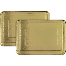 Conjunto 2 Travessas Papel Para Bolo 28,5X41,5Cm Douradas Kasa