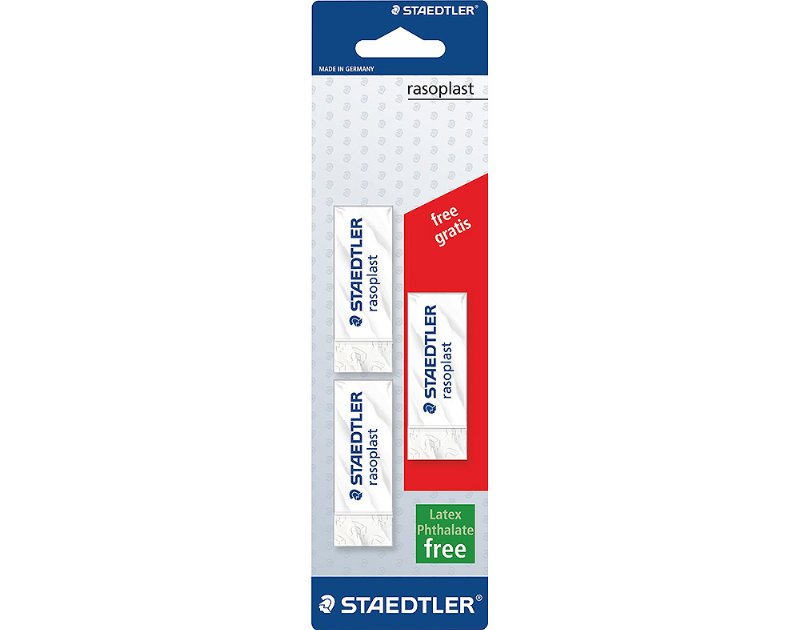 Borracha Rasoplast Staedtler Branco 2+1 Unidades