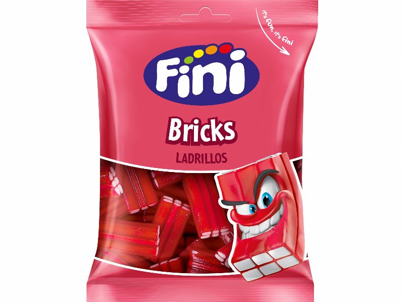 Gomas Fini Tijolos Morango Brilho 90 g