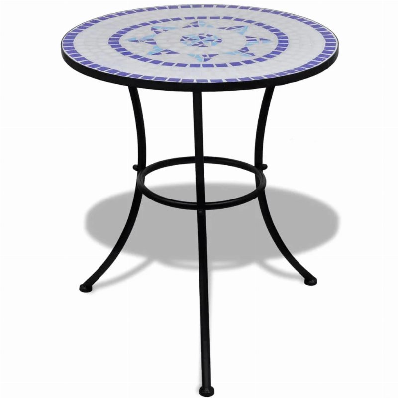 Hkh Mesa De Bistrô 60 Cm Mosaico E Branco - Azul