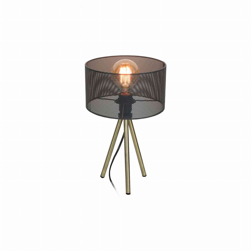 Candeeiro De Mesa Metal Preto Base Tripé