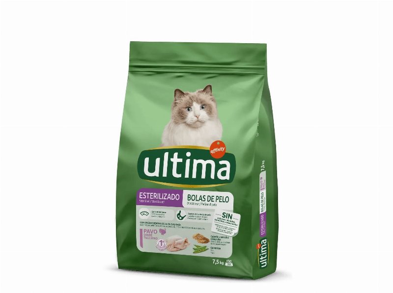 Ração Para Gato Ultima Esterilizado Para Bolas De Pêlo 7.5 kg