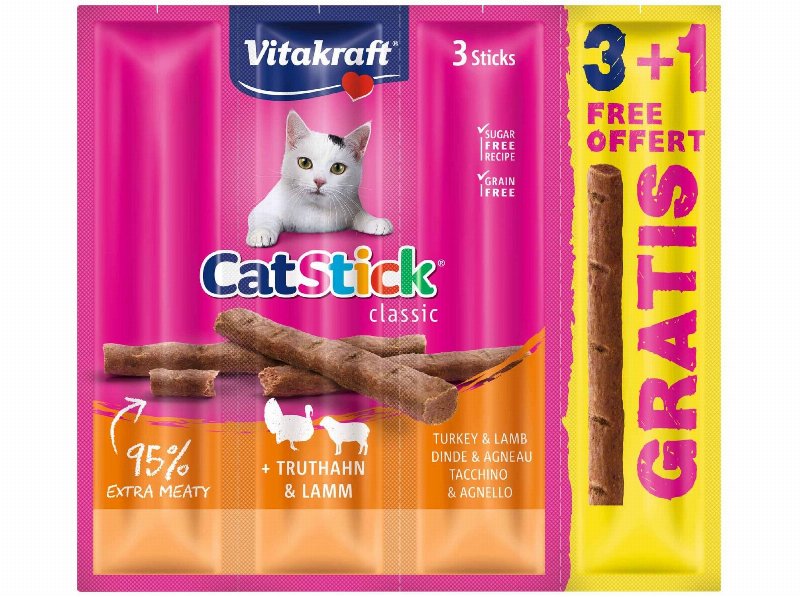 Snacks Para Gato Vitakraft Peru E Borrego 3+1 Unidades