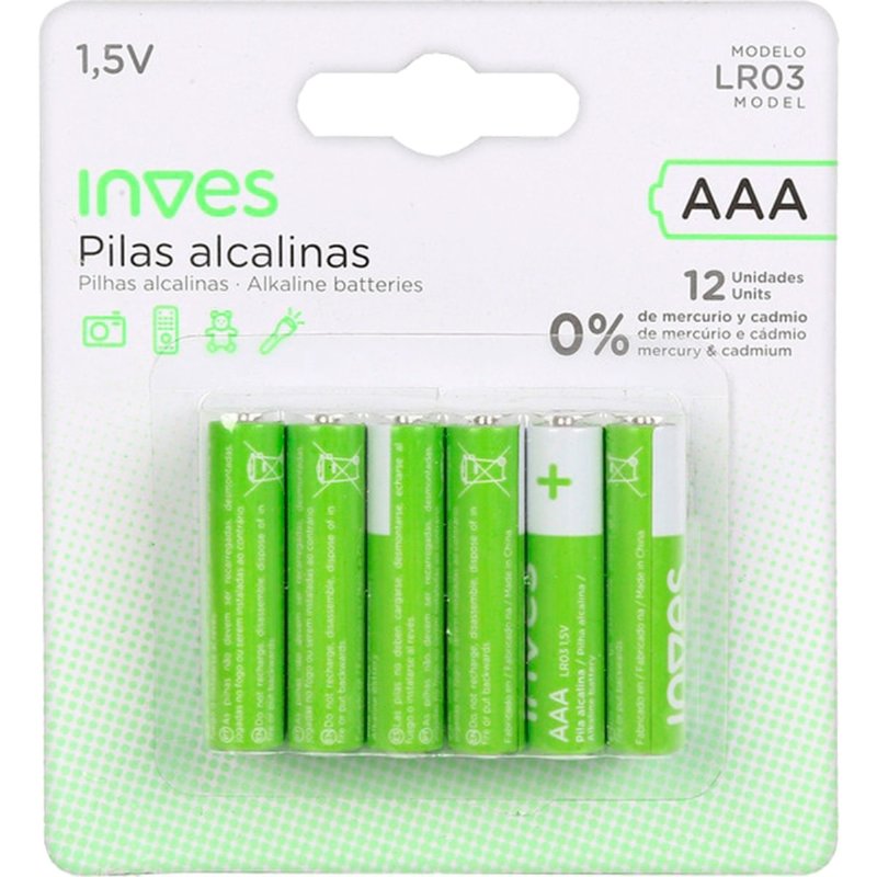 Pilhas Alcalinas Aaa Lr-3 12 unidades
