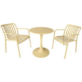 Conjunto De Refeição Mesa E 2 Cadeiras Amarelo Kasa