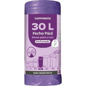 Sacos Lixo Fecho Fácil Perfumado Lavanda 30 Lt Continente 20 Un