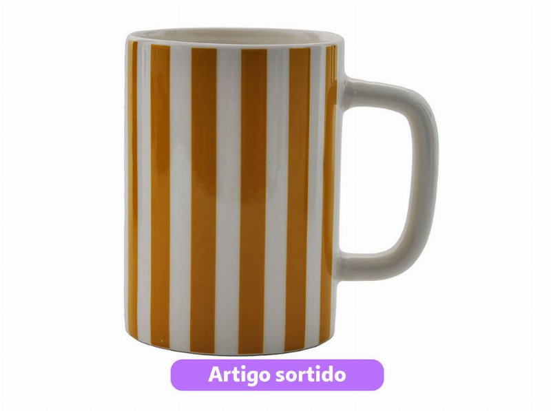 Caneca Jumbo Porcelana Actuel Xxl Riscas 50 cl Cores Sortidas