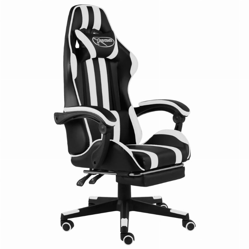 Hkh Cadeira Estilo Corrida Com Apoio Pés Em Couro Artificial - Preto/Branco