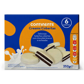 Bolachas De Cacau Cobertas Com Chocolate Branco Continente 252 gr (6 Un)