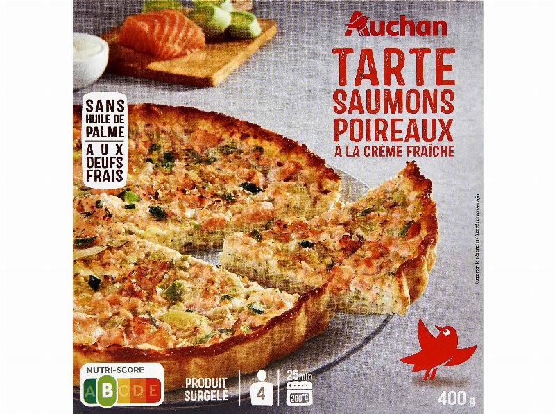 Tarte Auchan Salmão Alho Francês E Natas 400 g