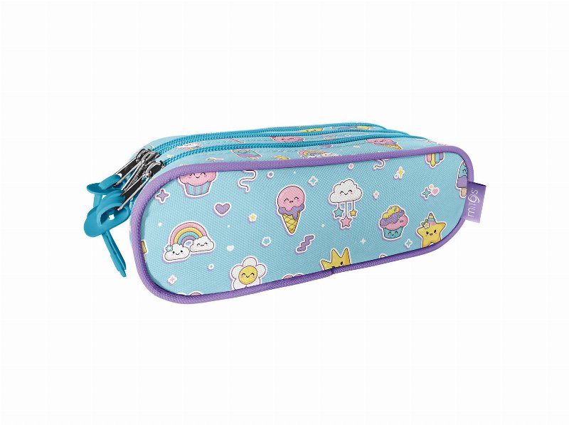 Estojo Triplo Mitos Sweets Com Fecho 22X7X10Cm