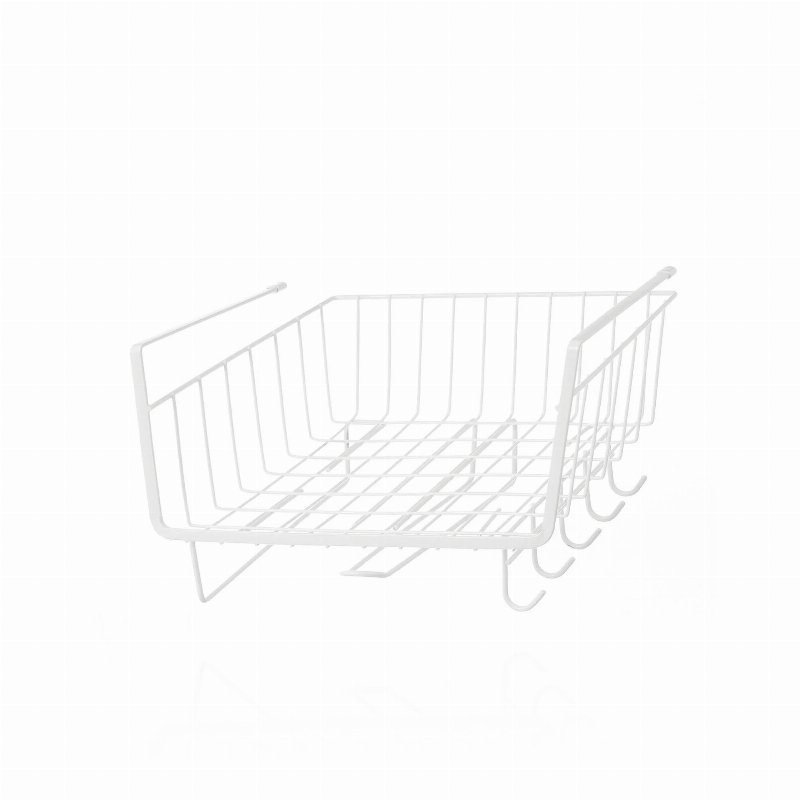 Cesto Cozinha Para Prateleira Metal Branco